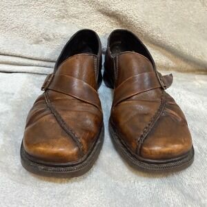 Rieker Antistress Brown Leather Monk Strap Loafers Square Toe Buckle Shoes 36